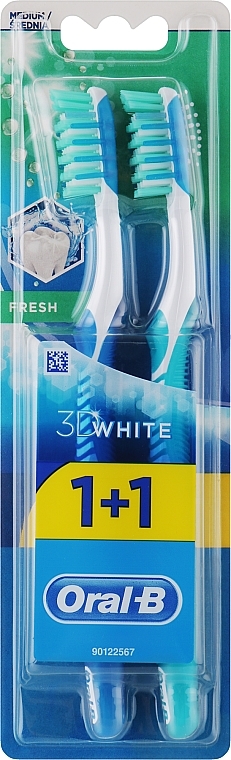 Zahnbürste mittel 3D White blau, türkis 2 St. - Oral-B 3D White Fresh 40 Medium 1+1 — Bild N1