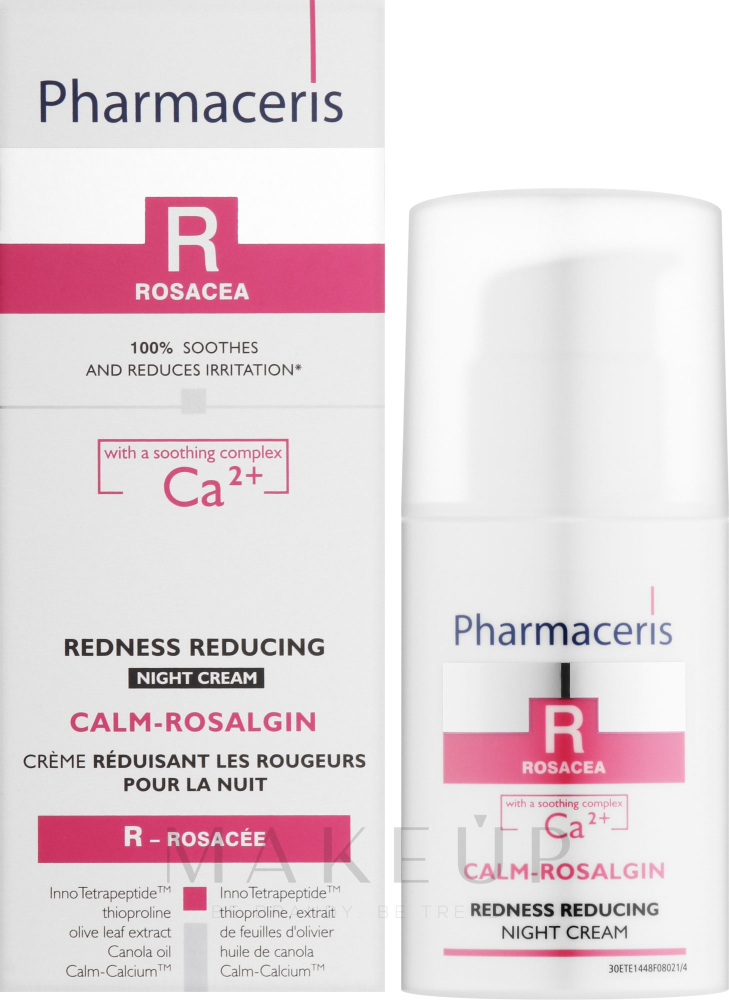 Gesichtscreme für die Nacht gegen Rozacea und zu Rötungen neigende Haut - Pharmaceris R Calm-Rosalgin Night Cream — Bild 30 ml