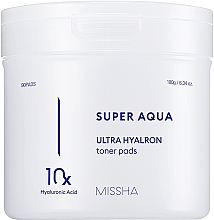 Düfte, Parfümerie und Kosmetik Feuchtigkeitsspendende Gesichtspads mit Hyaluronsäure-Komplex - Missha Super Aqua Ultra Hyalron Toner Pads