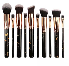 Düfte, Parfümerie und Kosmetik Make-up Pinsel-Set 10 St. schwarz-gold - Lewer Brushes 10 Black Gold With Fel-tip Pens