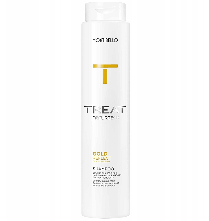 Weichmachendes, tiefenreinigendes Shampoo für coloriertes Haar mit goldenem Glanz - Montibello Treat NaturTech Color Reflect Gold — Bild N1