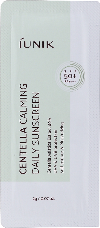 Sonnenschutzcreme mit Centella-Extrakt - Iunik Centella Calming Daily Sunscreen SPF50+ (Probe)  — Bild N1