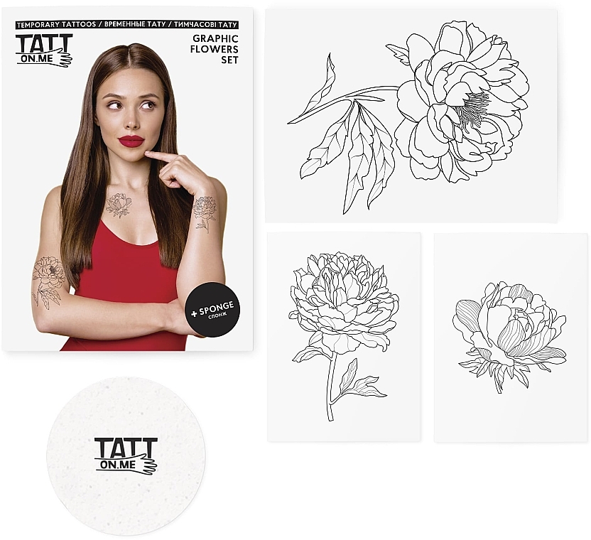 Temporäre Tätowierungen - TATTon.me Graphic Flowers Set — Bild N1