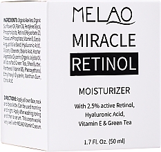 Feuchtigkeitsspendende Gesichtscreme mit 2.5% Retinol, Hyaluronsäure, Vitamin E und grünem Tee - Melao Retinol Moisturizer Face Cream — Bild N2