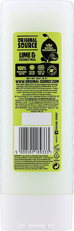 Feuchtigkeitsspendendes Duschgel Limette & Kokosmilch - Original Source Lime & Coconut Milk Shower Gel — Bild N2