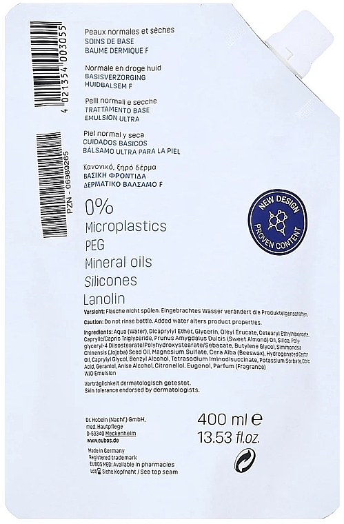 Balsam für normale und trockene Haut - Eubos Med Basic Skin Care Dermal Balsam F Refill (Refill)  — Bild N2