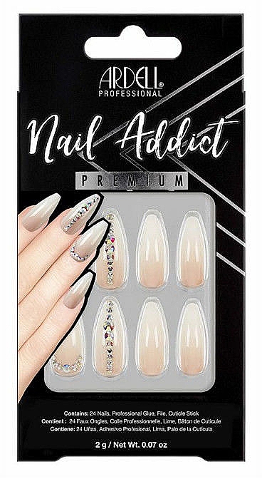 Falsche Nägel - Ardell Nail Addict Premium Artifical Nail Set Nude Light Crystals — Bild N1