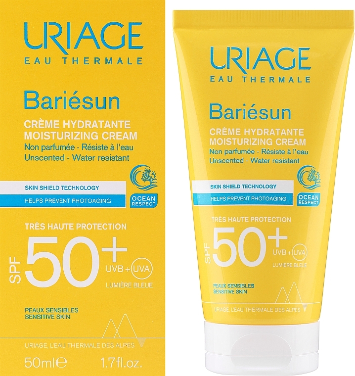 Parfümfreie Feuchtigkeitscreme mit Sonnenschutz - Uriage Bariesun Moisturuzing Cream Unscented SPF50+  — Bild N1