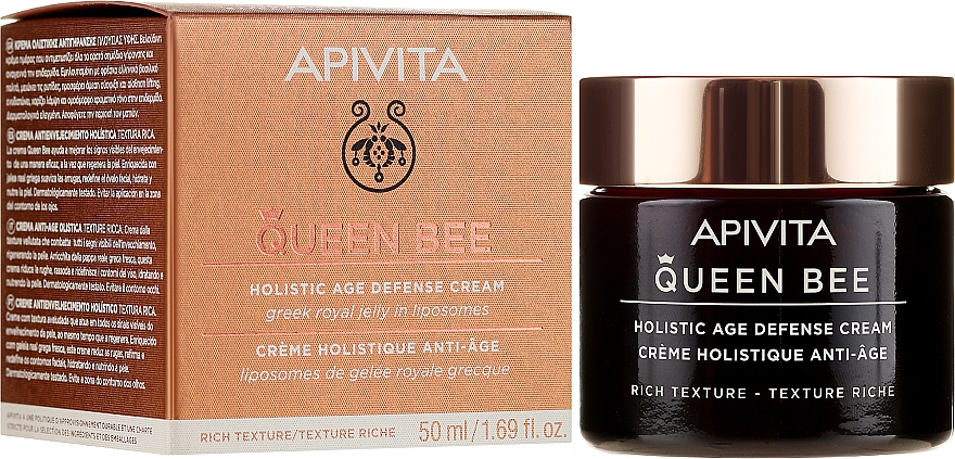Reichhaltige Anti-Aging Gesichtscreme mit griechischem Gelée Royale in Liposomen - Apivita Queen Bee Holistic Age Defence Cream Rich Texture — Bild N1