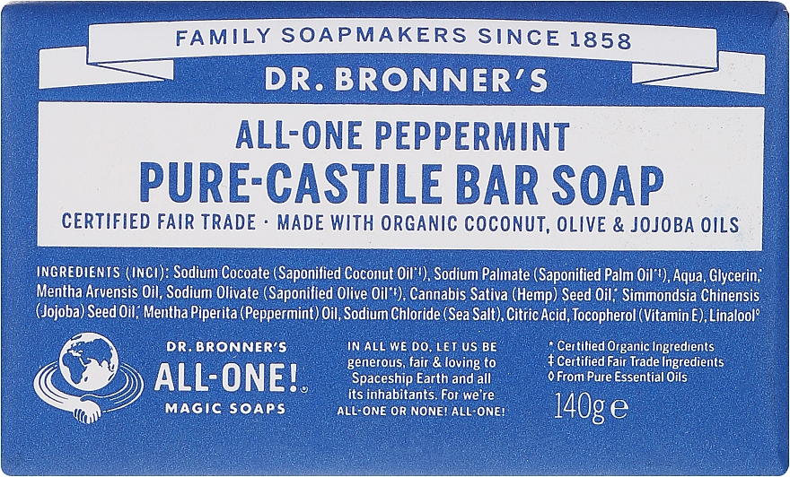 Seife für empfindliche Haut mit Pfefferminze - Dr. Bronner’s Pure Castile Bar Soap Peppermint — Bild N1