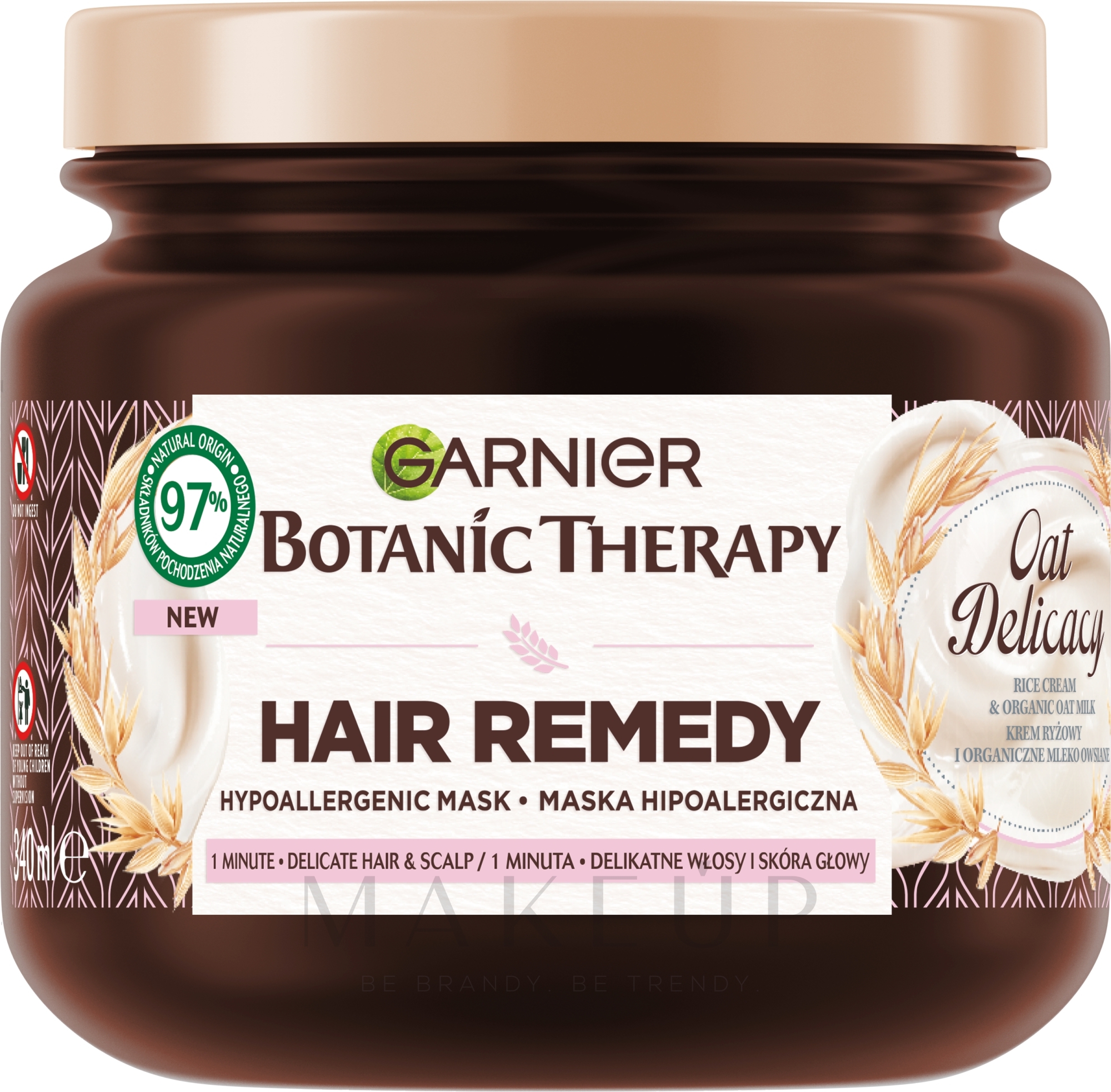 Haarmaske Haferflocken - Garnier Botanic Therapy Hair Remedy Oat Delicacy Hypoallergenic Mask — Bild 340 ml