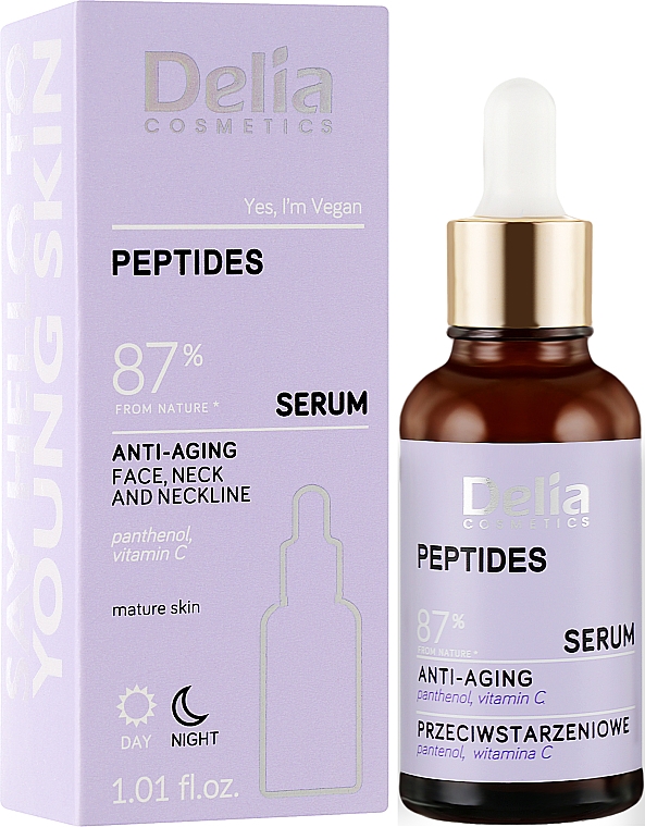 Anti-Aging Serum für Gesicht, Hals und Dekolleté mit Peptiden - Delia Peptides Serum — Bild N2