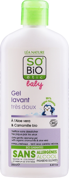 Babywaschgel für Haar und Körper mit Aloe Vera und Kamillenextrakt - So'Bio Etic Baby Cleansing Gel — Bild N1