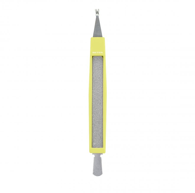 3in1 Nagelhautschieber und Nagelhautschneider mit Nagelfeile gelb - Beter Cuticle Cutter With Cuticle Pusher And File  — Bild N1