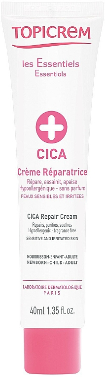 Regenerierende und beruhigende hypoallergene Körpercreme für Säuglinge, Kinder und Erwachsene für empfindliche und gereizte Haut - Topicrem CICA Repair Cream — Bild N1