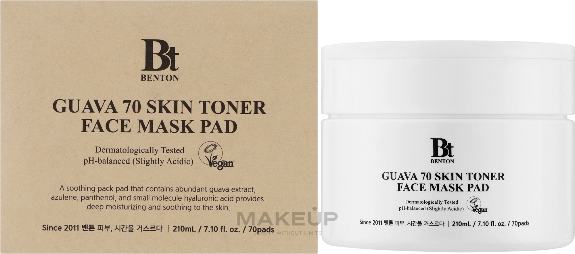 Beruhigende Gesichtswasser-Pads - Benton Guava 70 Skin Toner Face Mask Pad  — Bild 70 St.