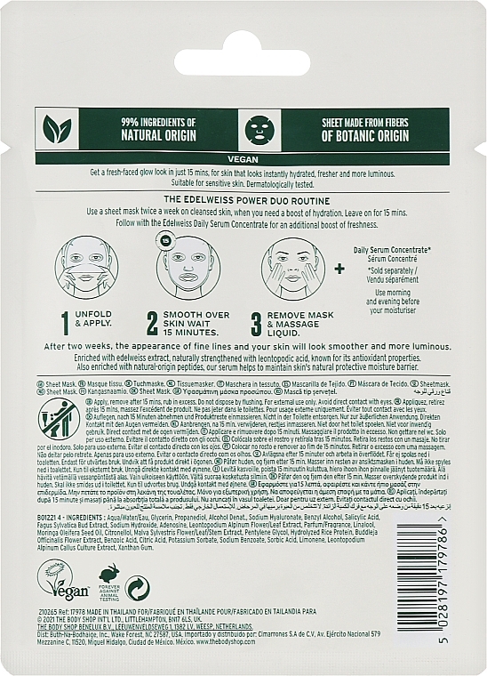 Gesichtsmaske - The Body Shop Sheet Mask Edelweiss — Bild N2