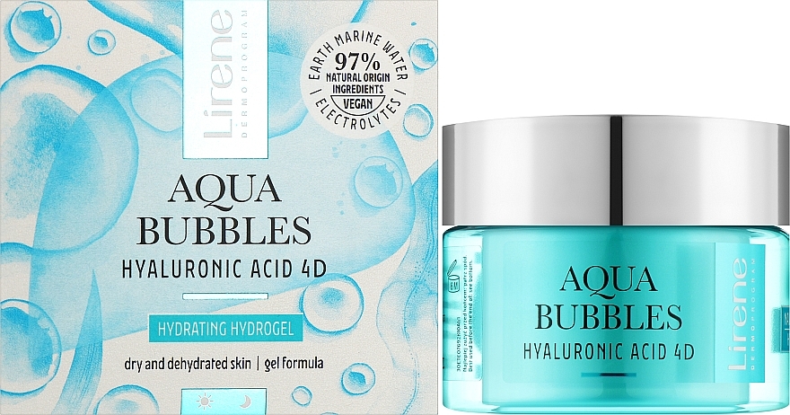 Feuchtigkeitsspendendes Hydrogel für das Gesicht - Lirene Aqua Bubbles Hyaluronic Acid 4D Hydrating Hydrogel — Bild N2