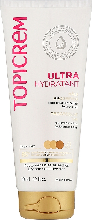 Feuchtigkeitsspendende Selbstbräunermilch für trockene und empfindliche Haut - Topicrem Ultra-Moisturizing Progressive Tan — Bild N1