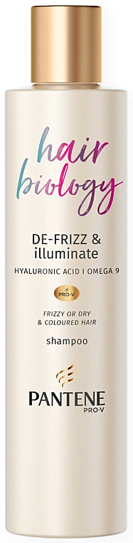 Shampoo für trockenes und gefärbtes Haar mit Hyaluronsäure und Omega 9 - Pantene Pro-V Hair Biology Shampoo Defrizz & Illuminate — Bild N1