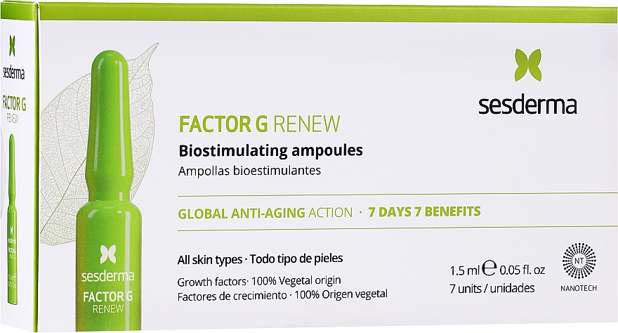Anti-Aging Gesichtsampullen für alle Hauttypen - SesDerma Laboratories Factor G Renew Biostimulating Ampoules Anti-Ageing Action — Bild N1