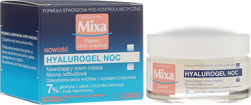 Creme-Maske mit Hyaluronsäure für die Nacht - Mixa Sensitive Skin Expert Hyalurogel Skin Night