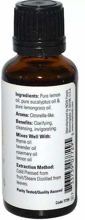 100% Reines ätherisches Zitronen- und Eukalyptusöl - Now Foods Essential Oils 100% Pure Lemon Eucalyptus — Bild N2