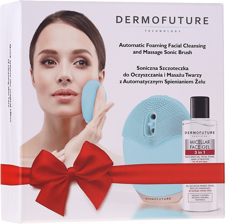 Gesichtspflegeset - DermoFuture (Elektrische Bürste zur Gesichtsreinigung 1 St. + 3in1 Mizellengel 150ml) — Bild N1