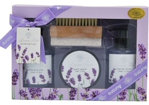 Körperpflegeset - Aurora Lavender Fields (Duschgel 150ml + Seife 150ml + Peeling 50ml + Körperbürste 1 St.) — Bild N1