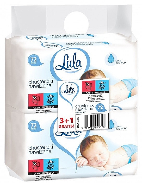 Feuchttücher für Babys 99% aus Wasser 4x72 St. - Lula Baby — Bild N1