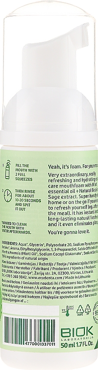 Erfrischender Mundschaum mit Pfefferminzöl, Salbeiextrakt und natürlichem Betain - Ecodenta Mouthwash Refreshing Oral Care Foam — Bild N2