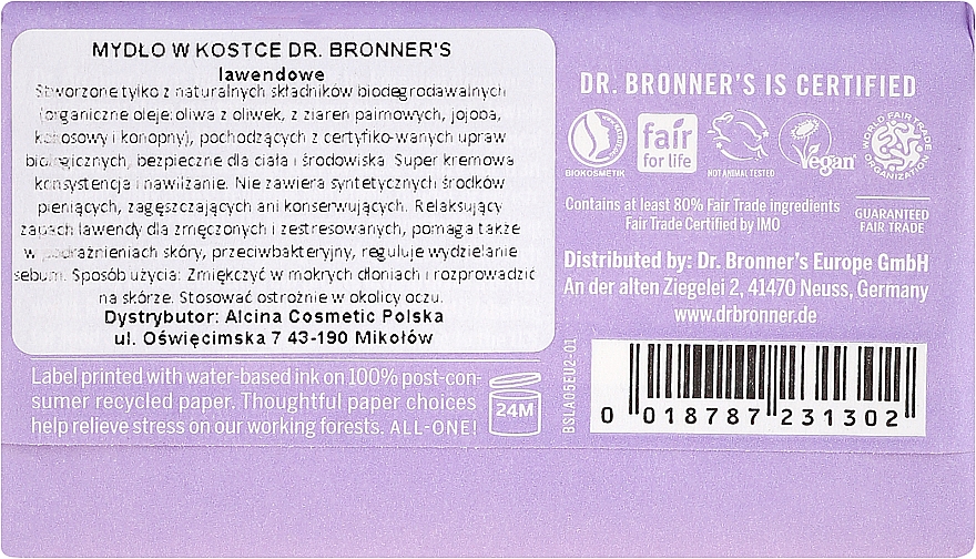 Seife Lavendel - Dr. Bronner’s Pure Castile Bar Soap Lavender — Bild N2
