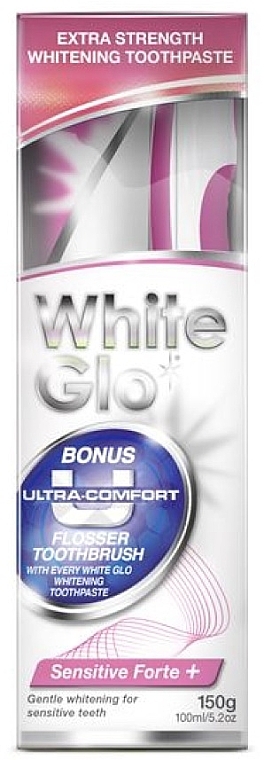 Set - White Glo Sensitive Forte + Extra Strength Whitening Set (t/paste/100ml + t/brush/1 + dental/flosser) — Bild N1