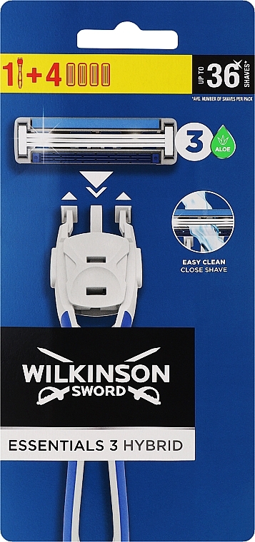 Rasierer mit 4 Ersatzklingen - Wilkinson Sword Essentials 3 Hybrid — Bild N1