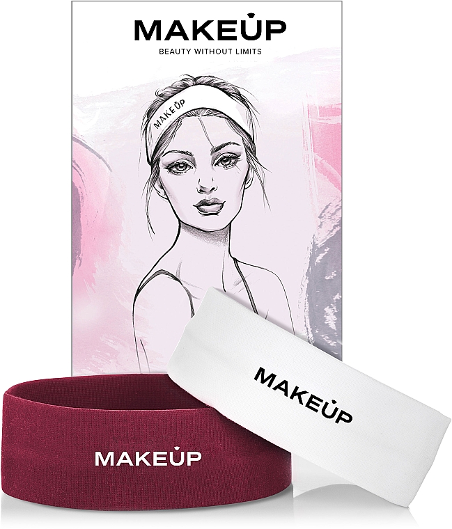 Set Kosmetische Stirnbänder 2 St. - MakeUp Marsala & White 