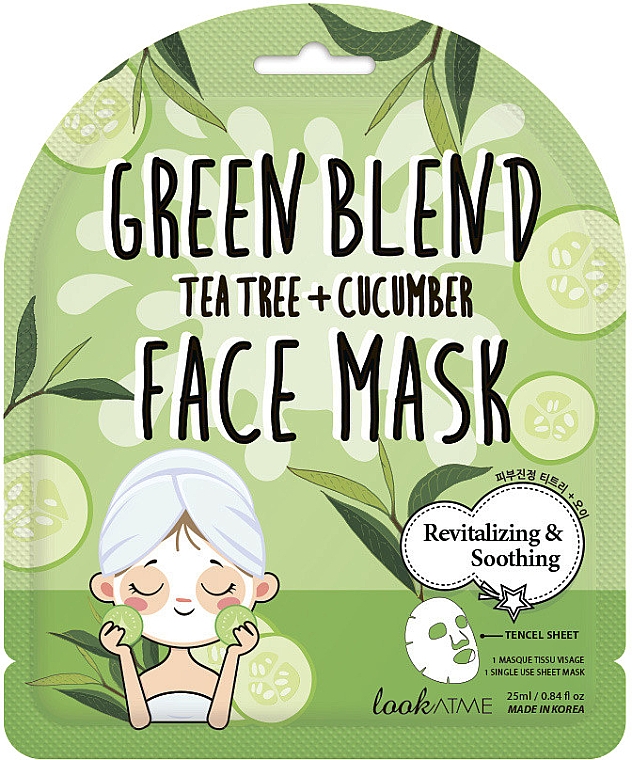 Tuchmaske für das Gesicht mit grünem Tee und Gurkenextrakt - Look At Me Green Blend Tea Tree + Cucumber Face Mask — Bild N1