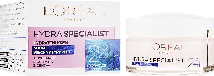 Feuchtigkeitsspendende, pflegende und reparierende Nachtcreme mit Ceramiden und Glycerin - L'Oreal Paris Triple Active — Bild N1