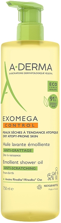 Weichmachendes und beruhigendes Duschöl gegen Reizungen - A-Derma Exomega Control Emollient Shower Oil — Bild N1