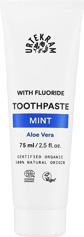 Organische Zahnpasta mit Minze und Fluorid für ein strahlend gesundes Lächeln - Urtekram Mint Toothpaste — Bild N1