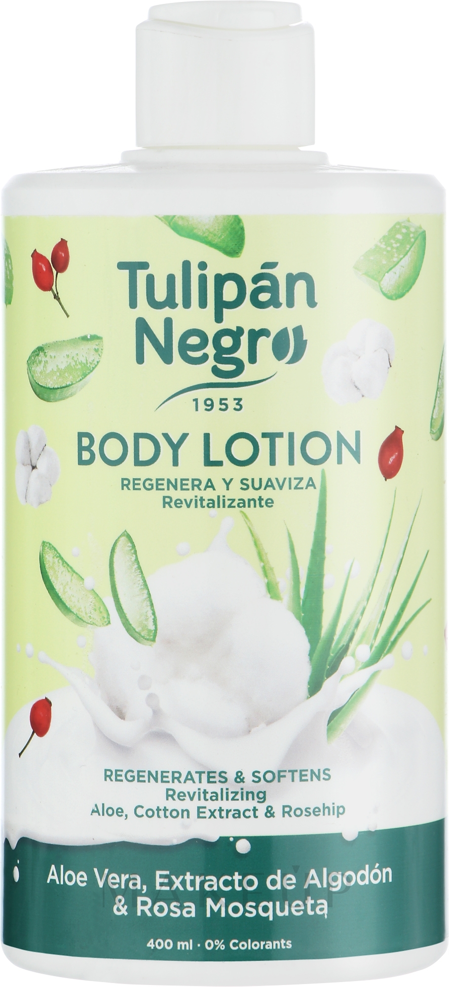 Körperlotion Aloe Vera, Baumwolle und Hagebutte - Tulipan Negro Aloe Vera Cotton & Rosehip Body Lotion — Bild 400 ml
