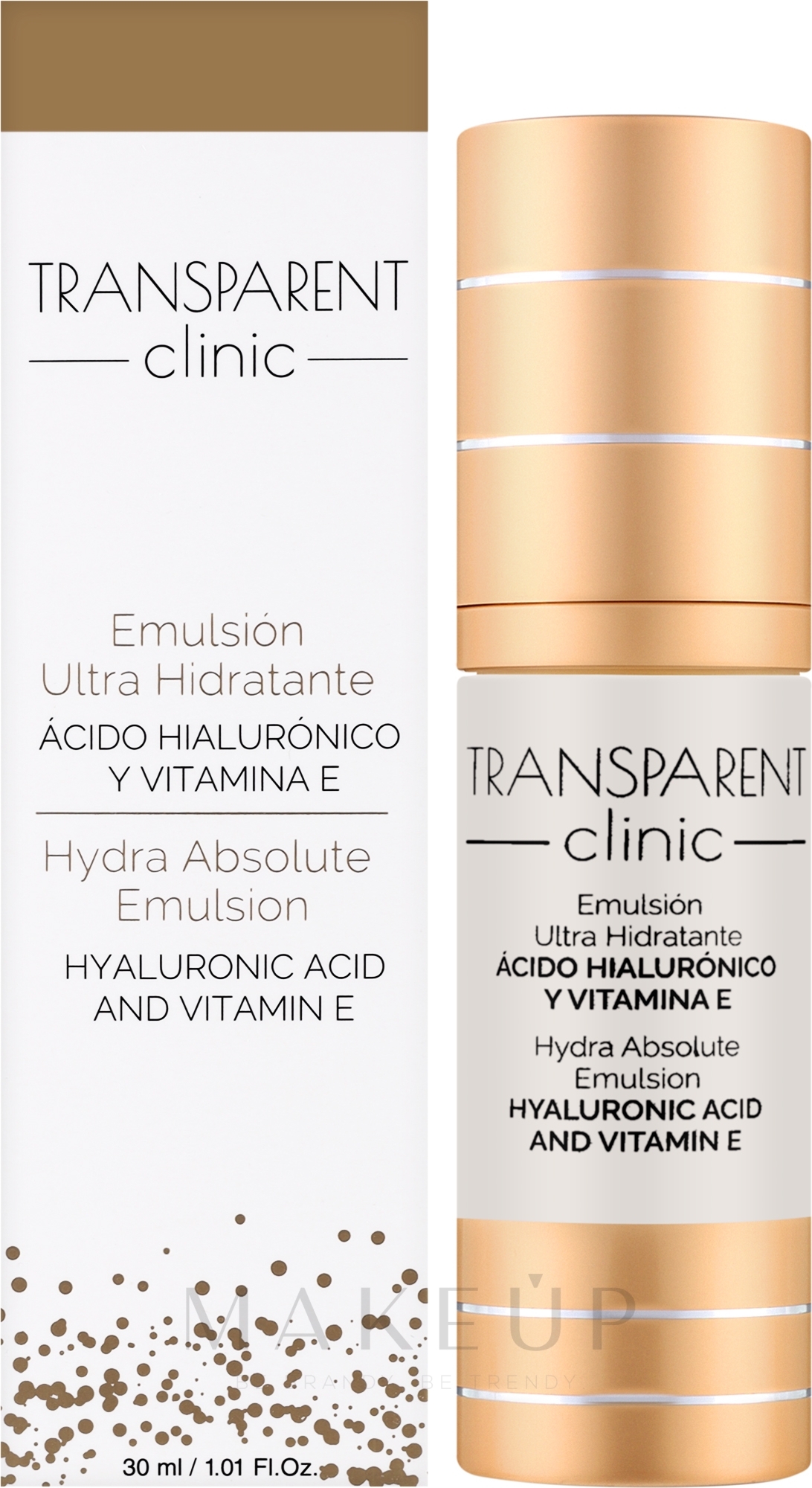 Feuchtigkeitsspendende Gesichtsemulsion mit Hyaluronsäure und Vitamin E - Transparent Clinic Moisturizing Emulsion — Bild 30 ml