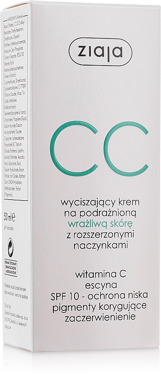 CC Creme für empfindliche Haut mit vergrößerten Kapillaren SPF 10 - Ziaja Soothing CC-Cream SPF10 — Bild N2