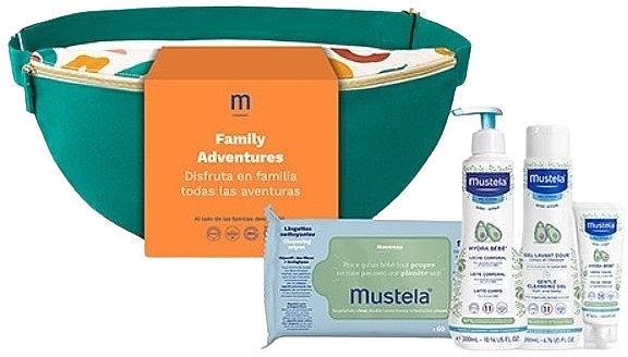 Set - Mustela Family Adventures Banana Bag Terracota (bag + wipes/60pcs + milk/300ml + gel/200ml + cr/40ml) — Bild N1