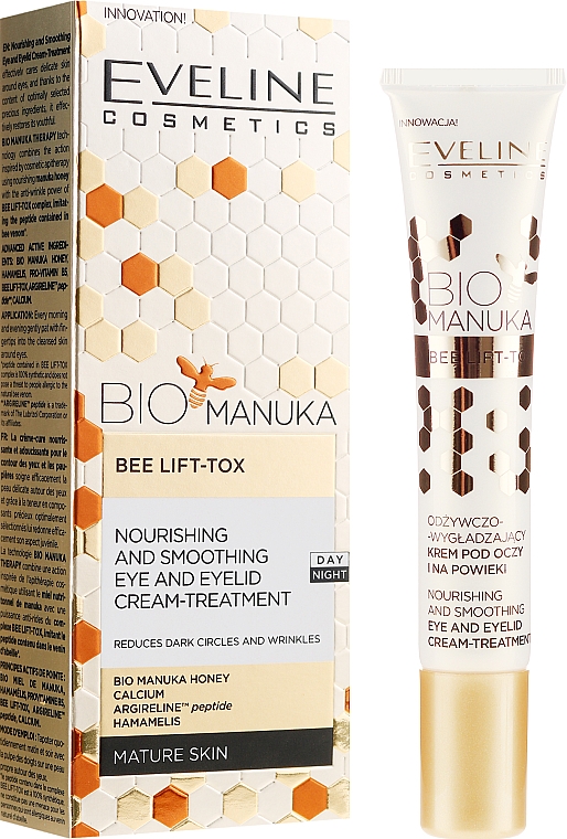 Pflegende und glättende Creme für die Augenpartie - Eveline Cosmetics Bio Manuka Bee Lift-tox