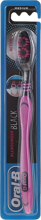 Zahnbürste mittel Allrounder Black Active Cups rosa-schwarz - Oral-B Allrounder Black Medium — Bild N1