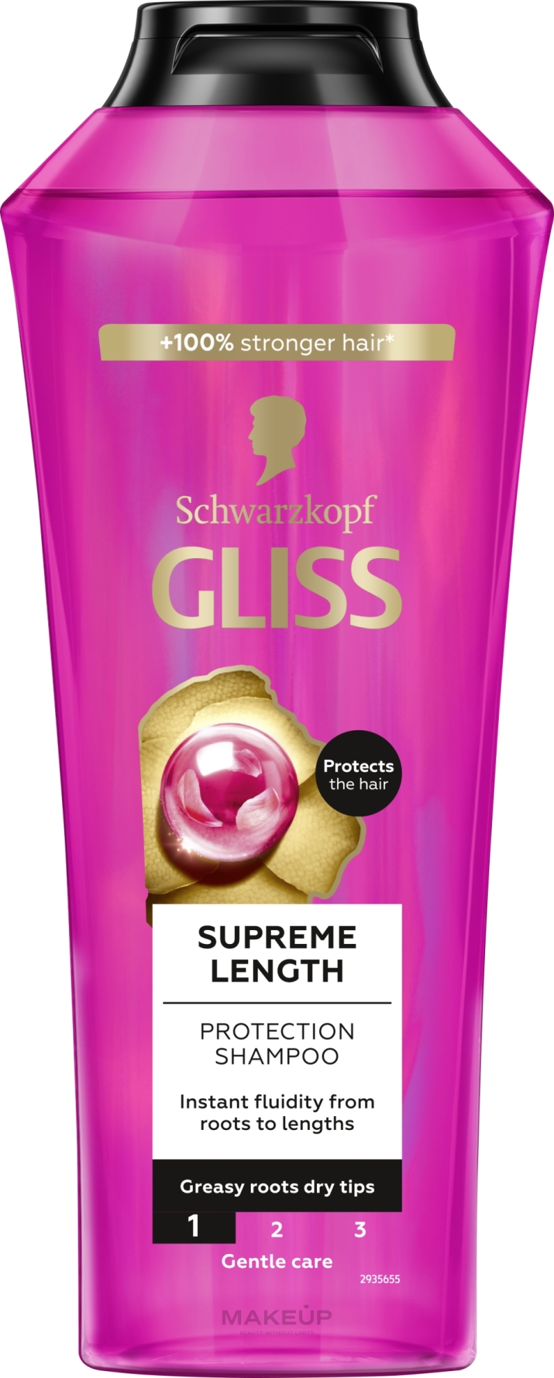 Kräftigendes Shampoo für langes, geschädigtes Haar und fettigen Ansatz - Gliss Kur Supreme Length Shampoo — Bild 400 ml