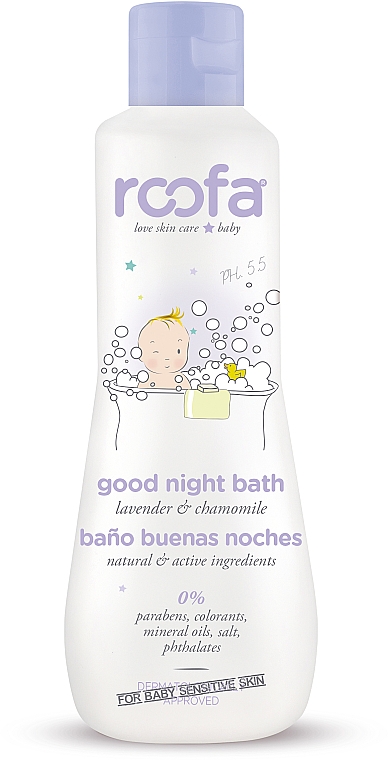 Entspannendes und beruhigendes Baby-Körpergel vor dem Schlafengehen mit Lavendel und Kamillenöl - Roofa Good Night Bath Gel — Bild N1