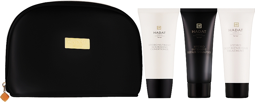 Hadat Cosmetics Hydro Hair Growth Set (Shampoo 70ml + Conditioner 70ml + Haarmaske 70ml + Kosmetiktasche) - Haarpflegeset — Bild N1