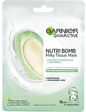 Intensiv pflegende Tuchmaske mit Mandelmilch und Hyaluronsäure - Garnier SkinActive Nutri Bomb Almond and Hyaluronic Acid Tissue Mask — Bild N1