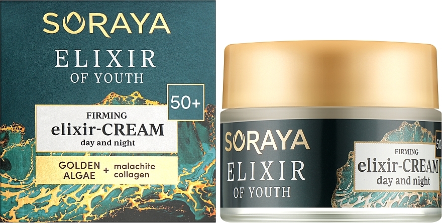 Straffende Gesichtselixier-Creme mit Malachit und Kollagen für Tag und Nacht - Soraya Youth Elixir Firming Cream-Elixir 50+ — Bild N2